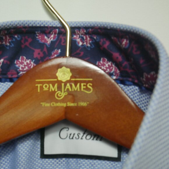 Charles Tyrwhitt Custom Light Blue Dress Shirt with Floral Trim Details - Picture 5 of 14